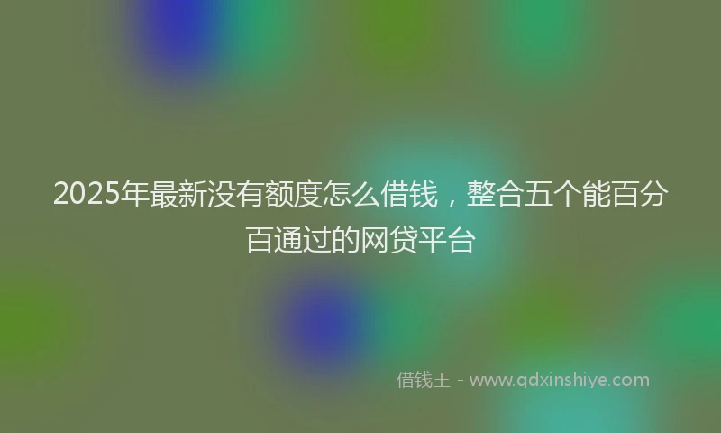 2025年最新没有额度怎么借钱，整合五个能百分百通过的网贷平台