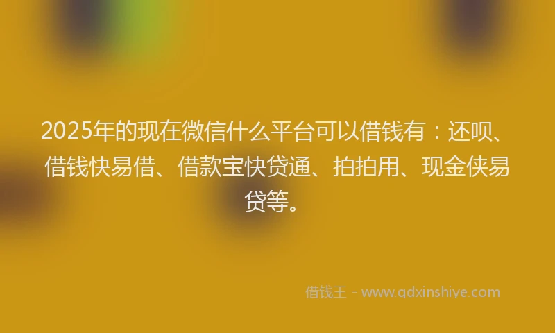 2025年的现在微信什么平台可以借钱有：还呗、借钱快易借、借款宝快贷通、拍拍用、现金侠易贷等。