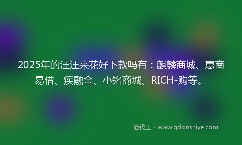 2025年的汪汪来花好下款吗有：麒麟商城、惠商易借、疾融金、小铭商城、RICH-购等。