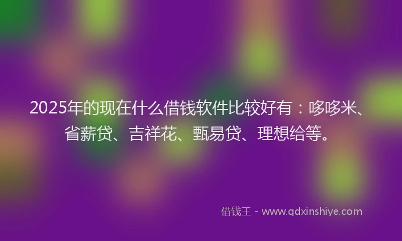 2025年的现在什么借钱软件比较好有：哆哆米、省薪贷、吉祥花、甄易贷、理想给等。