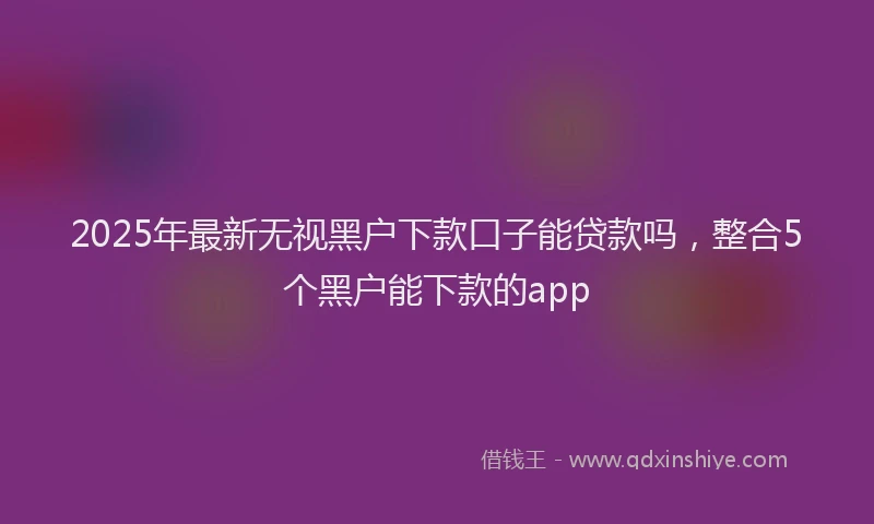 2025年最新无视黑户下款口子能贷款吗，整合5个黑户能下款的app