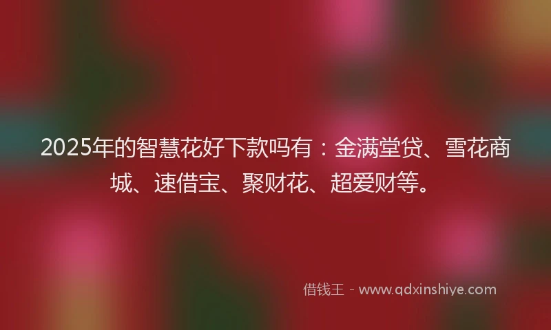 2025年的智慧花好下款吗有：金满堂贷、雪花商城、速借宝、聚财花、超爱财等。