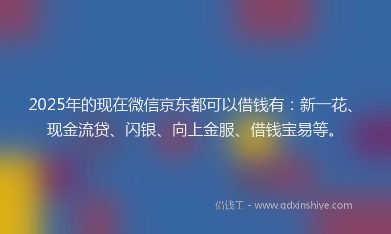 2025年的现在微信京东都可以借钱有：新一花、现金流贷、闪银、向上金服、借钱宝易等。