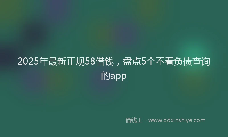 2025年最新正规58借钱，盘点5个不看负债查询的app