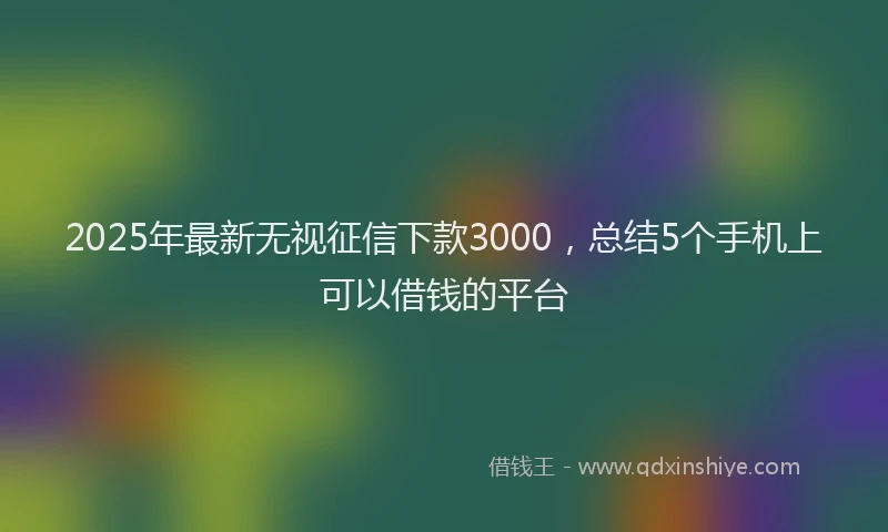 2025年最新无视征信下款3000，总结5个手机上可以借钱的平台