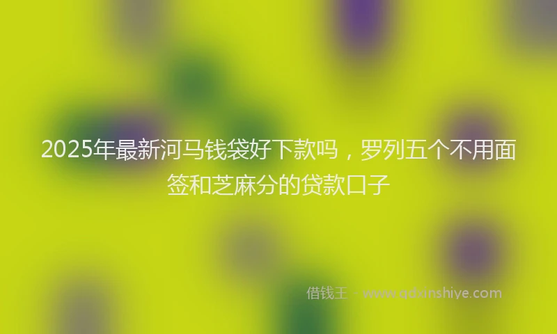 2025年最新河马钱袋好下款吗，罗列五个不用面签和芝麻分的贷款口子
