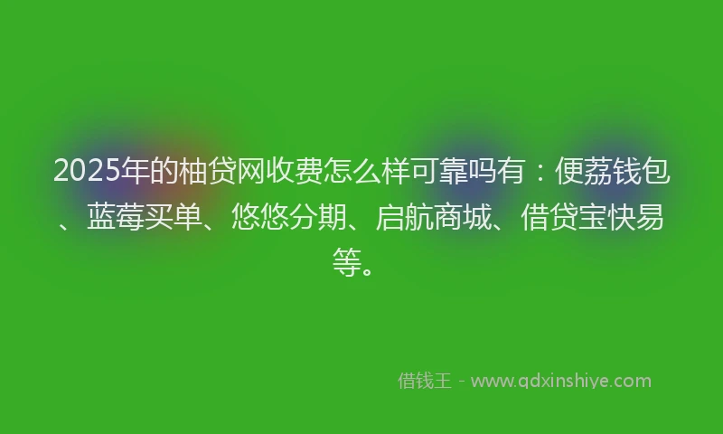 2025年的柚贷网收费怎么样可靠吗有：便荔钱包、蓝莓买单、悠悠分期、启航商城、借贷宝快易等。
