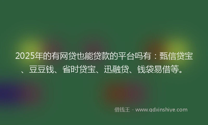 2025年的有网贷也能贷款的平台吗有：甄信贷宝、豆豆钱、省时贷宝、迅融贷、钱袋易借等。