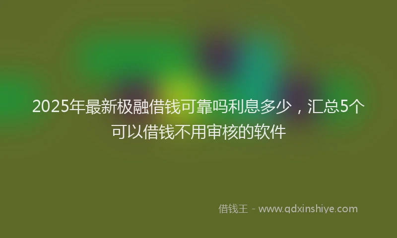 2025年最新极融借钱可靠吗利息多少，汇总5个可以借钱不用审核的软件