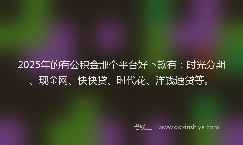 2025年的有公积金那个平台好下款有：时光分期、现金网、快快贷、时代花、洋钱速贷等。