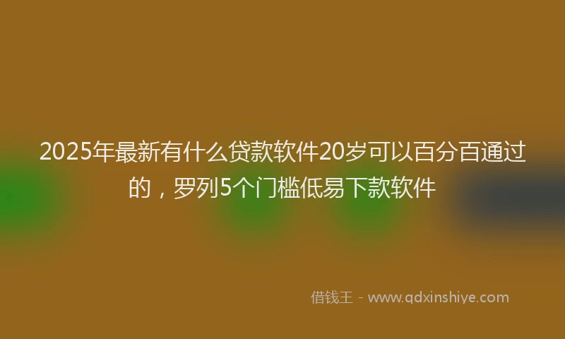 2025年最新有什么贷款软件20岁可以百分百通过的，罗列5个门槛低易下款软件
