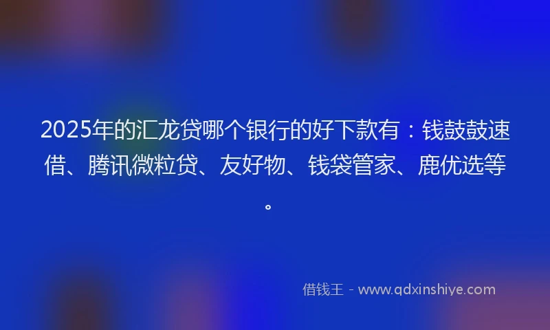 2025年的汇龙贷哪个银行的好下款有：钱鼓鼓速借、腾讯微粒贷、友好物、钱袋管家、鹿优选等。
