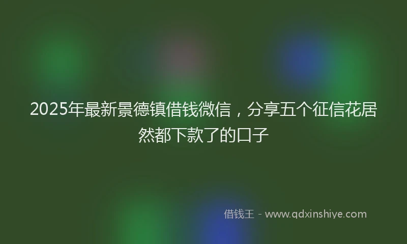 2025年最新景德镇借钱微信，分享五个征信花居然都下款了的口子