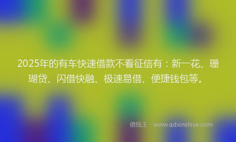 2025年的有车快速借款不看征信有：新一花、珊瑚贷、闪借快融、极速易借、便捷钱包等。