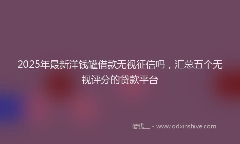 2025年最新洋钱罐借款无视征信吗，汇总五个无视评分的贷款平台