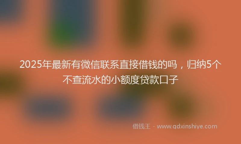 2025年最新有微信联系直接借钱的吗，归纳5个不查流水的小额度贷款口子
