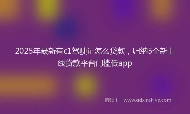 2025年最新有c1驾驶证怎么贷款，归纳5个新上线贷款平台门槛低app