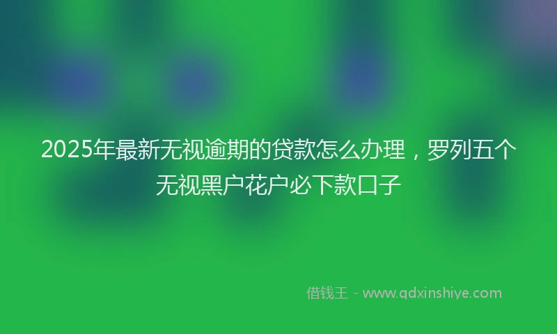 2025年最新无视逾期的贷款怎么办理，罗列五个无视黑户花户必下款口子