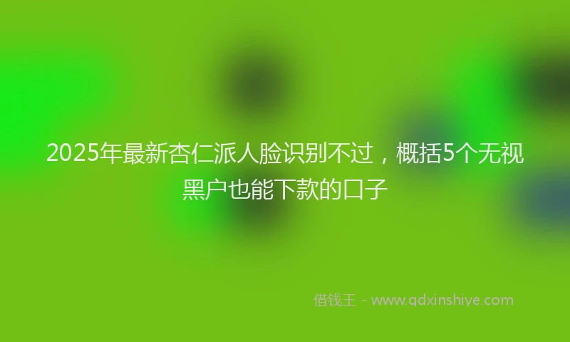 2025年最新杏仁派人脸识别不过，概括5个无视黑户也能下款的口子