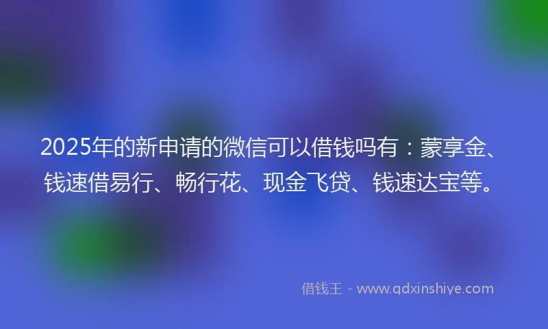 2025年的新申请的微信可以借钱吗有：蒙享金、钱速借易行、畅行花、现金飞贷、钱速达宝等。