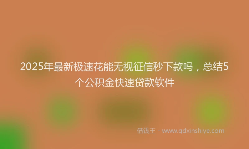 2025年最新极速花能无视征信秒下款吗，总结5个公积金快速贷款软件
