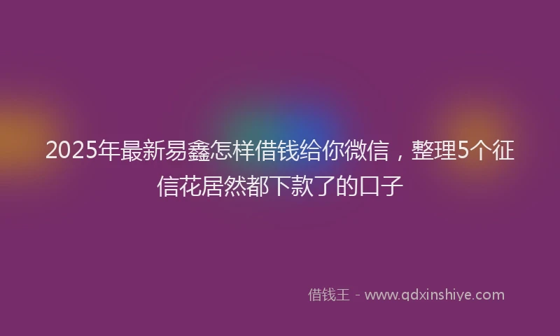 2025年最新易鑫怎样借钱给你微信，整理5个征信花居然都下款了的口子