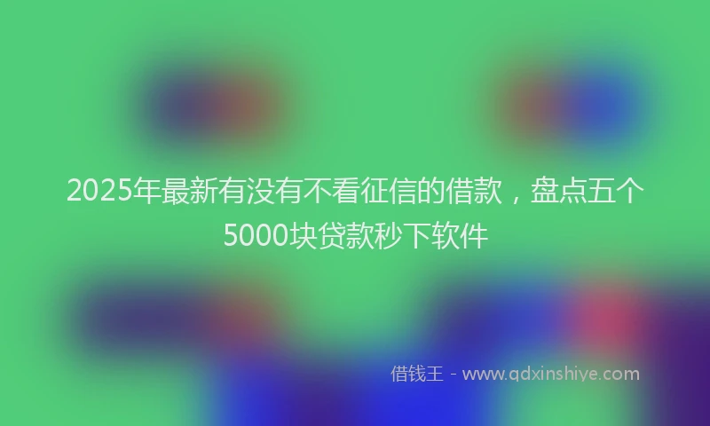 2025年最新有没有不看征信的借款，盘点五个5000块贷款秒下软件