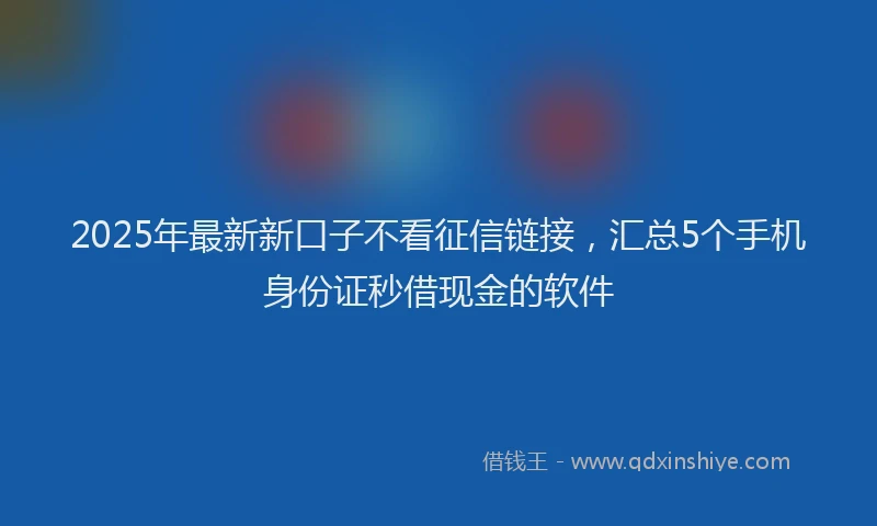 2025年最新新口子不看征信链接，汇总5个手机身份证秒借现金的软件