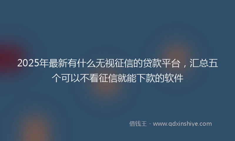2025年最新有什么无视征信的贷款平台，汇总五个可以不看征信就能下款的软件