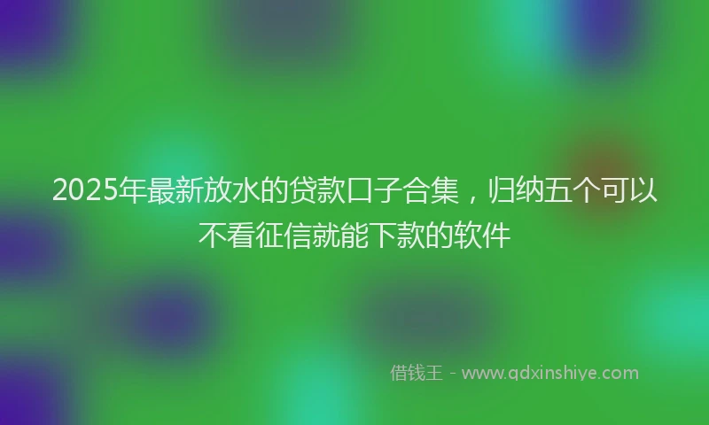 2025年最新放水的贷款口子合集，归纳五个可以不看征信就能下款的软件