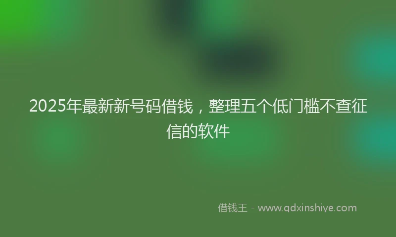 2025年最新新号码借钱，整理五个低门槛不查征信的软件