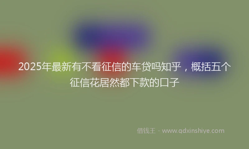 2025年最新有不看征信的车贷吗知乎，概括五个征信花居然都下款的口子