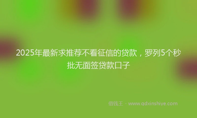 2025年最新求推荐不看征信的贷款，罗列5个秒批无面签贷款口子