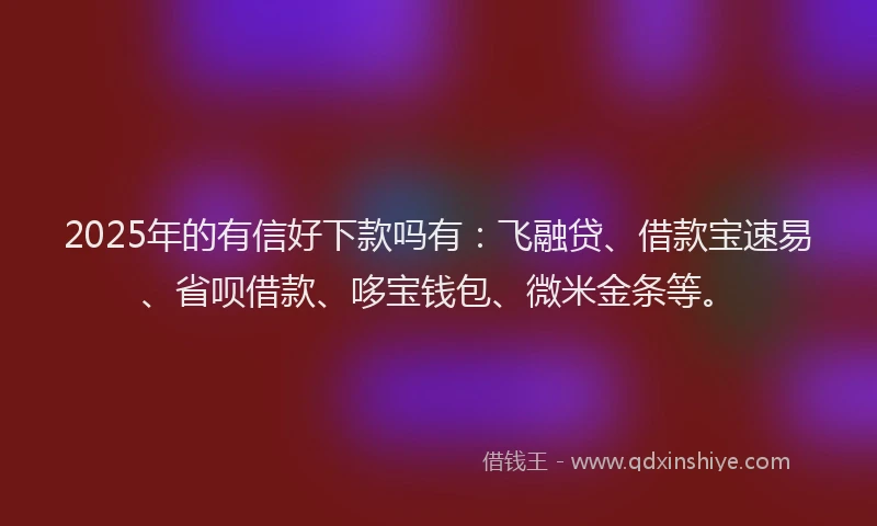 2025年的有信好下款吗有：飞融贷、借款宝速易、省呗借款、哆宝钱包、微米金条等。