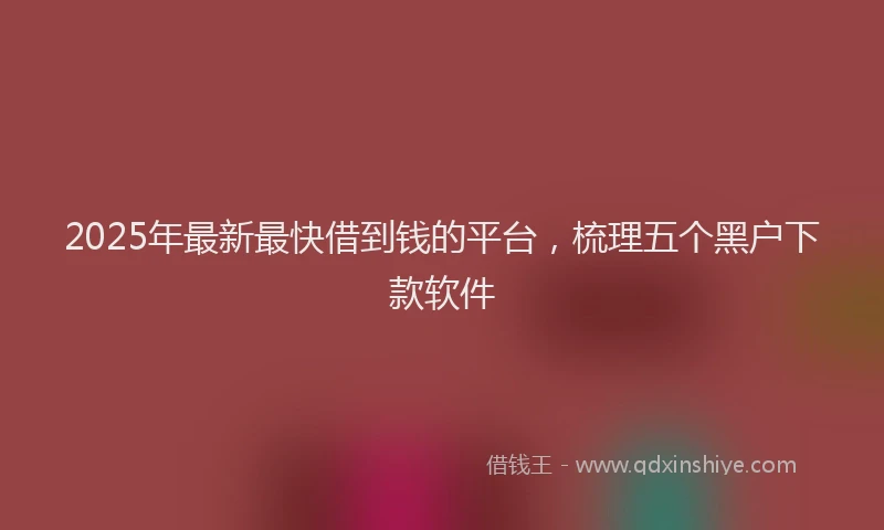2025年最新最快借到钱的平台，梳理五个黑户下款软件