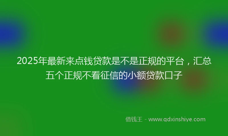 2025年最新来点钱贷款是不是正规的平台，汇总五个正规不看征信的小额贷款口子
