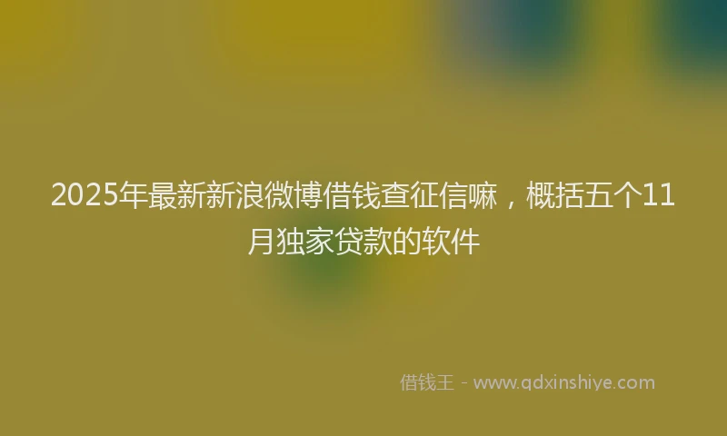2025年最新新浪微博借钱查征信嘛，概括五个11月独家贷款的软件