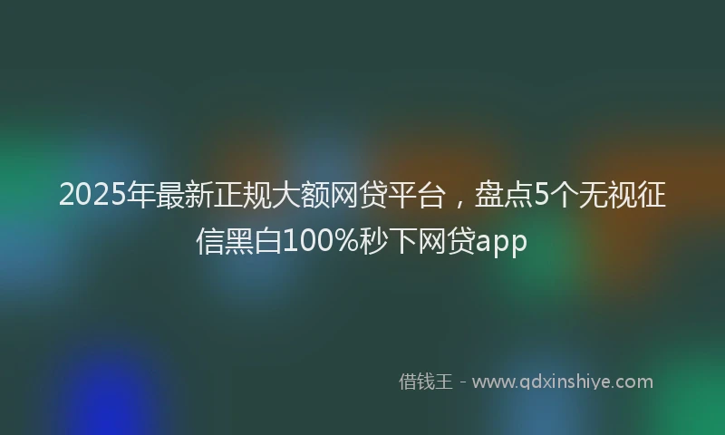 2025年最新正规大额网贷平台，盘点5个无视征信黑白100%秒下网贷app