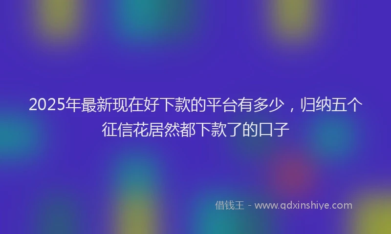 2025年最新现在好下款的平台有多少，归纳五个征信花居然都下款了的口子