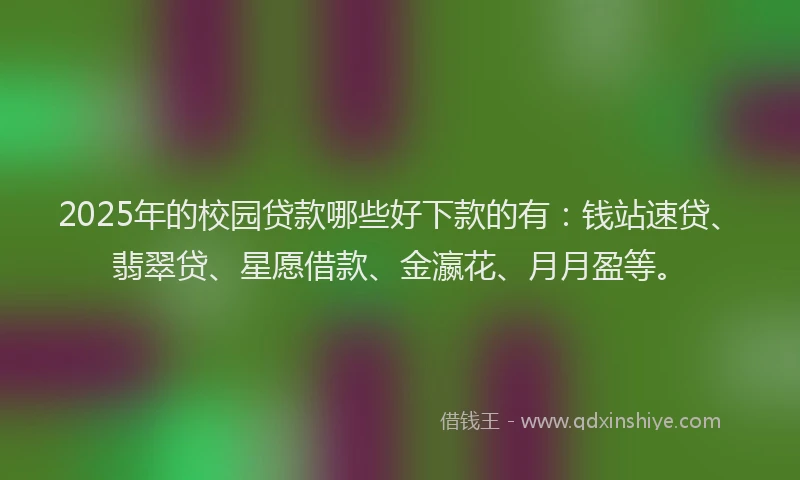 2025年的校园贷款哪些好下款的有:钱站速贷、翡翠贷、星愿借款、金瀛花、月月盈等。