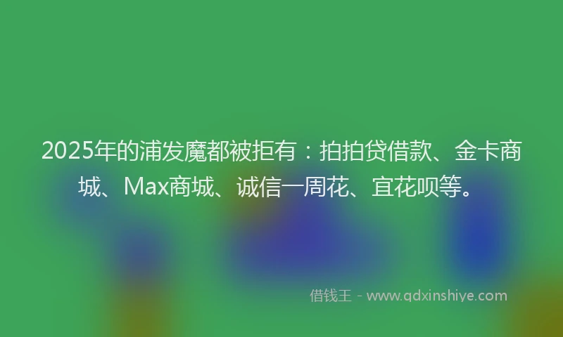 2025年的浦发魔都被拒有：拍拍贷借款、金卡商城、Max商城、诚信一周花、宜花呗等。