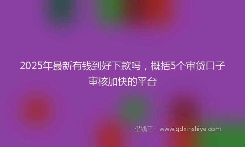 2025年最新有钱到好下款吗，概括5个审贷口子审核加快的平台
