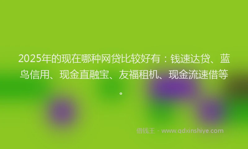 2025年的现在哪种网贷比较好有：钱速达贷、蓝鸟信用、现金直融宝、友福租机、现金流速借等。