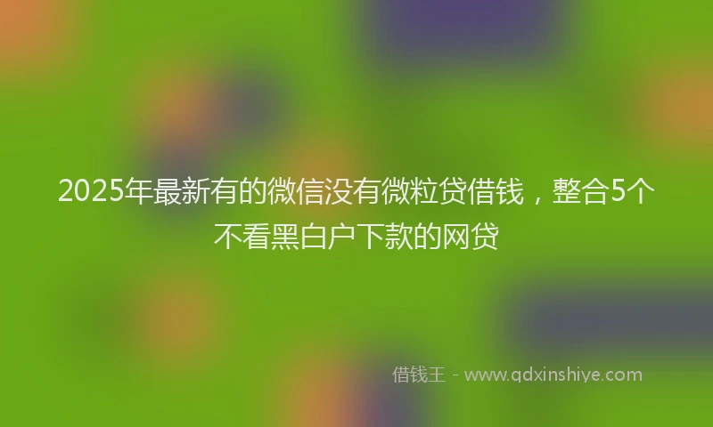 2025年最新有的微信没有微粒贷借钱，整合5个不看黑白户下款的网贷