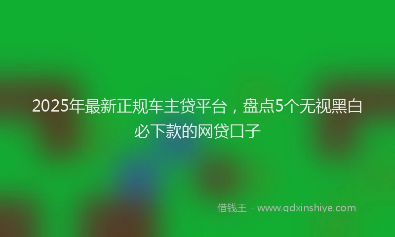 2025年最新正规车主贷平台，盘点5个无视黑白必下款的网贷口子