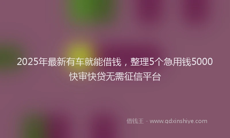 2025年最新有车就能借钱，整理5个急用钱5000快审快贷无需征信平台