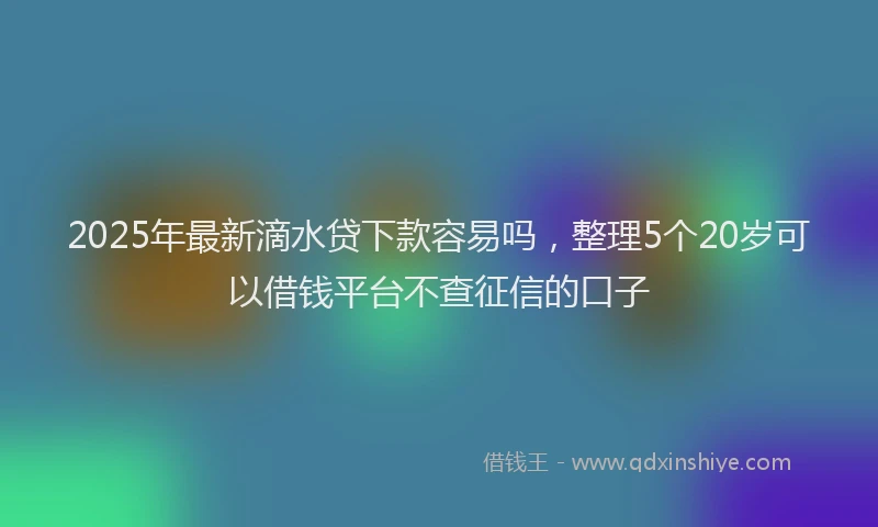 2025年最新滴水贷下款容易吗，整理5个20岁可以借钱平台不查征信的口子