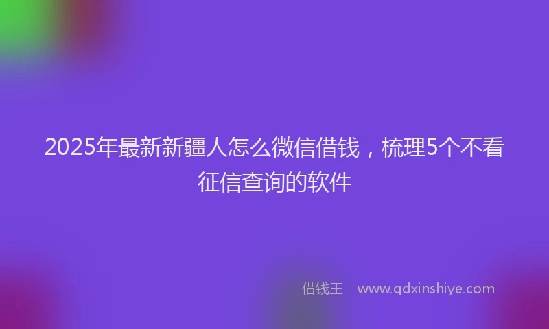 2025年最新新疆人怎么微信借钱，梳理5个不看征信查询的软件
