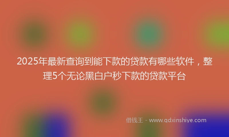 2025年最新查询到能下款的贷款有哪些软件，整理5个无论黑白户秒下款的贷款平台