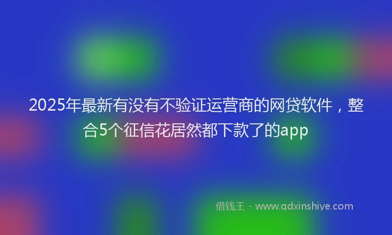 2025年最新有没有不验证运营商的网贷软件，整合5个征信花居然都下款了的app